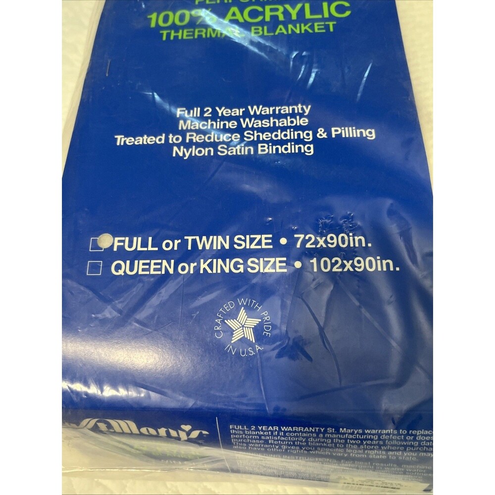 Vtg St. Marys Fieldcrest Mills Full Twin 72x90 Acrylic Blanket WHITE Made In USA - Picture 2 of 8